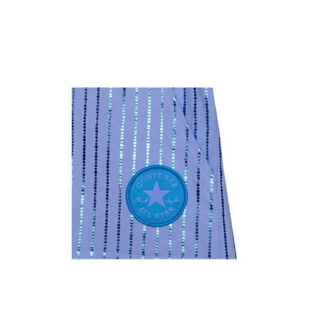 Converse Shine Striped Blue High Rise Pull On 2 Pocket Shorts Size XL New
